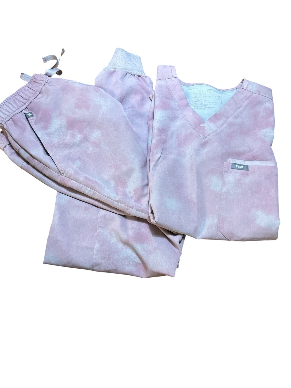 Figs Breast cancer awareness tie-dye set women’s size XS